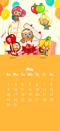 Cherry Cookie featured with other children for the May 2021 calendar page.