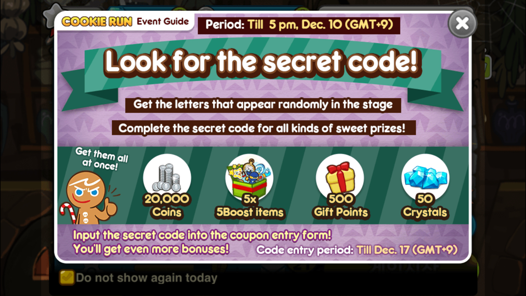 Look for the secret code! (December 2014 event) | Cookie Run Wiki | Fandom