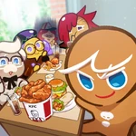 KFC Promotional Image from GingerBrave's Twitter with Alchemist Cookie, GingerBrave, and w:c:cookierun:Sandwich Cookie