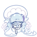 Frilled jellyfish exhausted