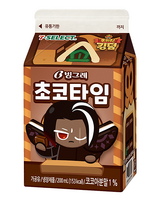 Dark Choco Cookie on a small chocolate milk carton holding a square of chocolate.