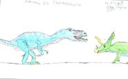 alioramus vs chasmosaurus by jaguar123