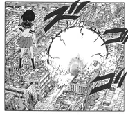 Mana soaring in the sky after releasing a powerful shockwave