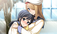 Azusa hugging Ayumi