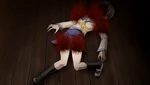 Blood gushes out of Mayu's corpse