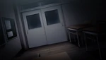 Yui hiding inside the classroom