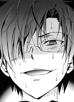 Closeup on Sakutaro starting to lose his sanity