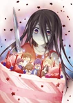 Promotional art with Sachiko slicing her cake