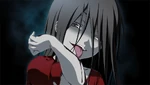 Sachiko licking the fluid