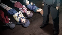 Tokiko tied up in the basement with Ryou Yoshizawa, Ayumi Shinozaki, and Sachiko Shinozaki