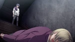 Yuuya staring at Ryosuke's corpse