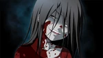 Sachiko grinning wildly covered in blood