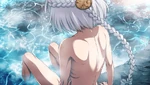 Kuon sitting by the hot springs