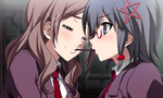 Sayaka and Naho playing Pocky game