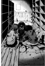 Yuki, Ryou and Tokiko playing with a corpse