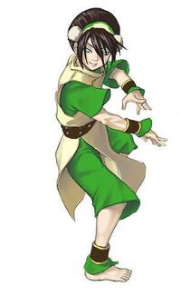 Toph from avatar: the last airbender in a rainy night