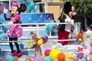 Mickey & Minnie in their Disney Jr. cavalcades in 2024
