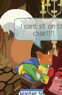 Its called a TALL FOX CHAIR, so how can a FOX NOT sit on it???