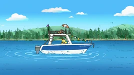 Boat finishes doing bo-nuts