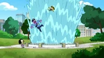 Fountain explodes with water