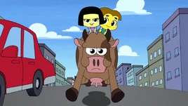 Chibi Cricket and Tilly ride along with Miss Brenda forward