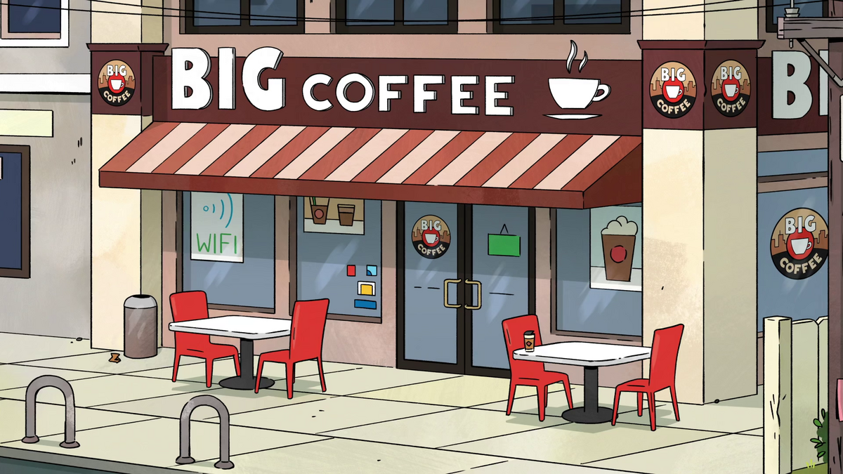 Biggest coffee. Биг кофе. Кофе здание. Epic Coffee здание. Big City Greens.