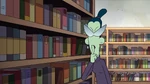 Librarian shushes the viewer