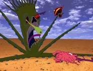 Feo is extremely terrified by Courage's heart