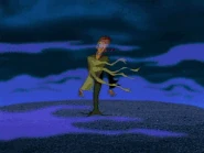 "That's three plagues. You're out of ammo, mister. (snickers) And don't think you can come around here pushing no tote bags on us neither."