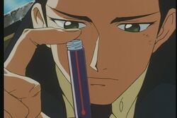 Lin inspects a vial of Red Eye.