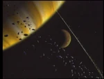 Saturn and its moon Titan