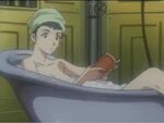 Faye taking a bubble bath