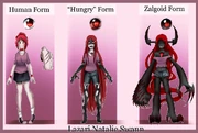 The 12 year old version of Lazari and her different forms. Art by Chibi-Works.