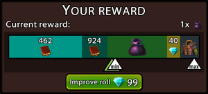 The same reset window, but after rolling.  Note how the green arrow is inside the min-max from the previous view and that the min-max arrows have adjusted upward.