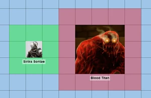 An example of the threatened zones possessed by size 1 and size 3 entities.