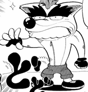 Il costume da finto Crash creato da Cortex nel manga.