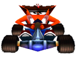 Finto Crash nel suo modello sul kart in CTR