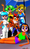 Arte promocional de Crash con las Trophy Girls en CTR