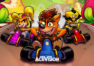 Crash with Coco and Cortex in the Nitro-Fueled comic