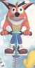 A Japanese render of Crash riding a pogo stick