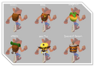 Concept art of unused equippable backpacks for Crash