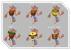Concept art of unused equippable backpacks for Crash