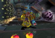 Crash using the yellow mech