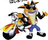 Japanese render of Crash with his motorcycle