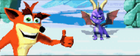 Spyro and Crash in Crash Bandicoot Purple