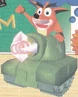 Japanese render of Crash in a tank