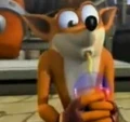 Crash drinking a Wumpa Whip