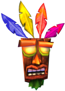 Aku Aku's prototype in Crash Twinsanity, with different colored feathers