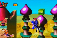 Crash riding a magic carpet during the Evil Crunch boss fight in N-Tranced.