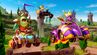 Spyro, Gnasty Gnorc and Hunter racing on Spyro Circuit.